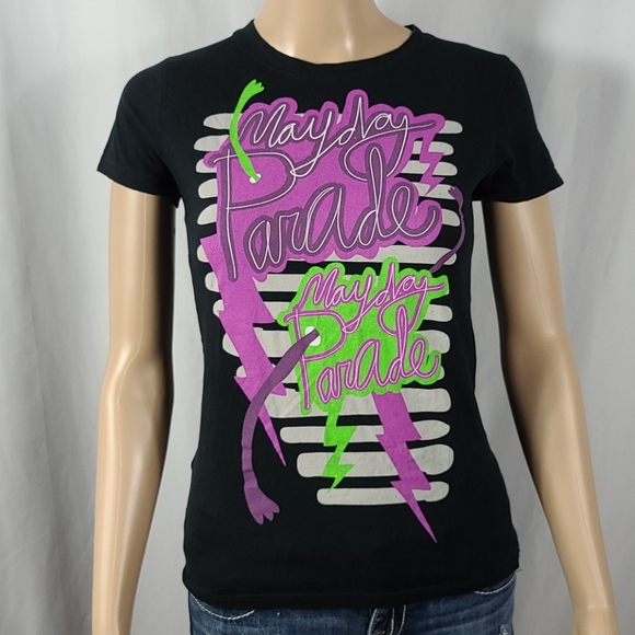 Mayday Parade Graphic Band Tee Purple Green - Picture 1 of 7